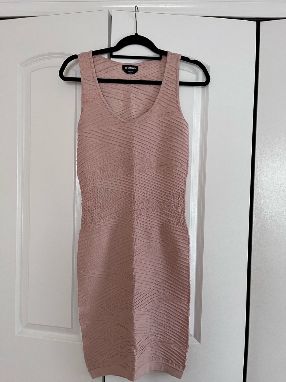 bebe Dusty Rose Textured Tank Midi Dress